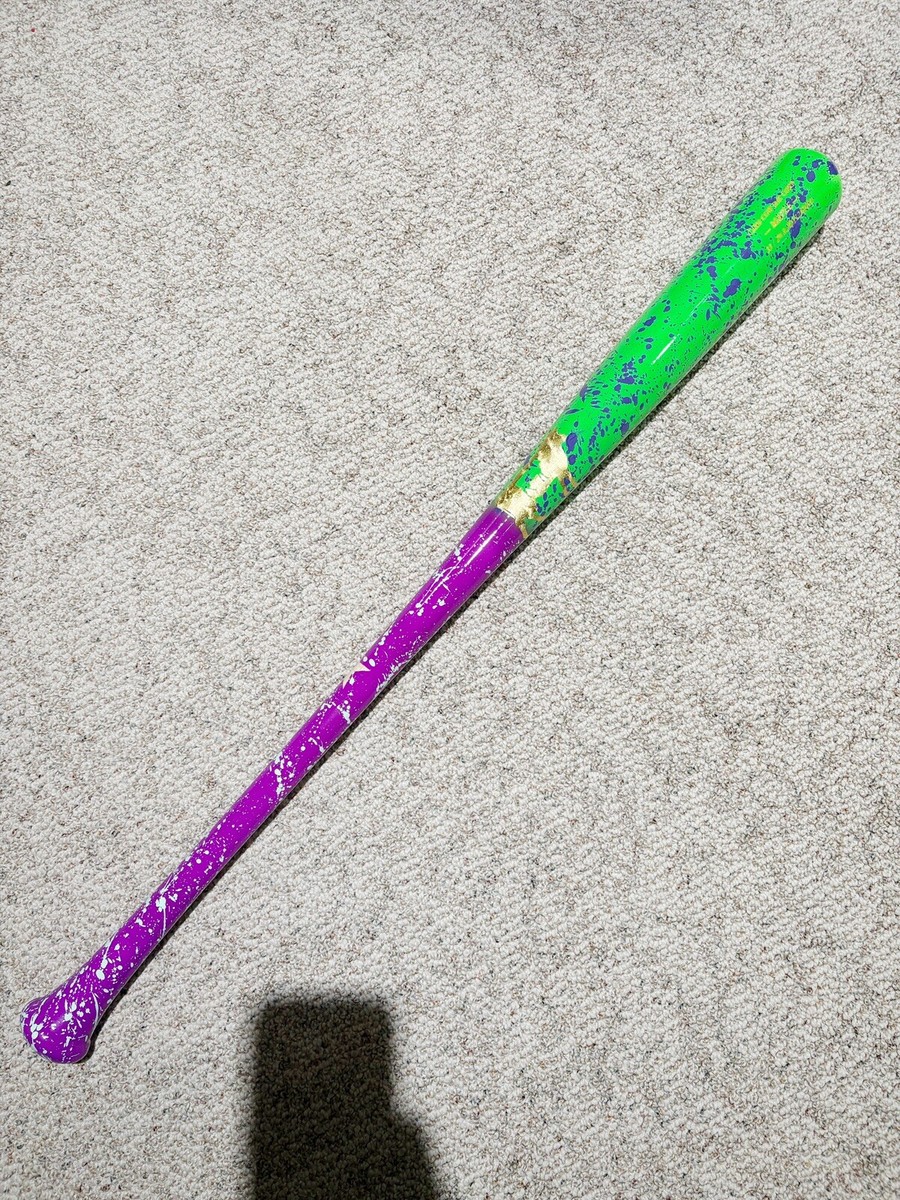 Batte De Baseball En Bois D'érable 33 Pouces – Couleur Joker Violet/vert Fluo, Neuve