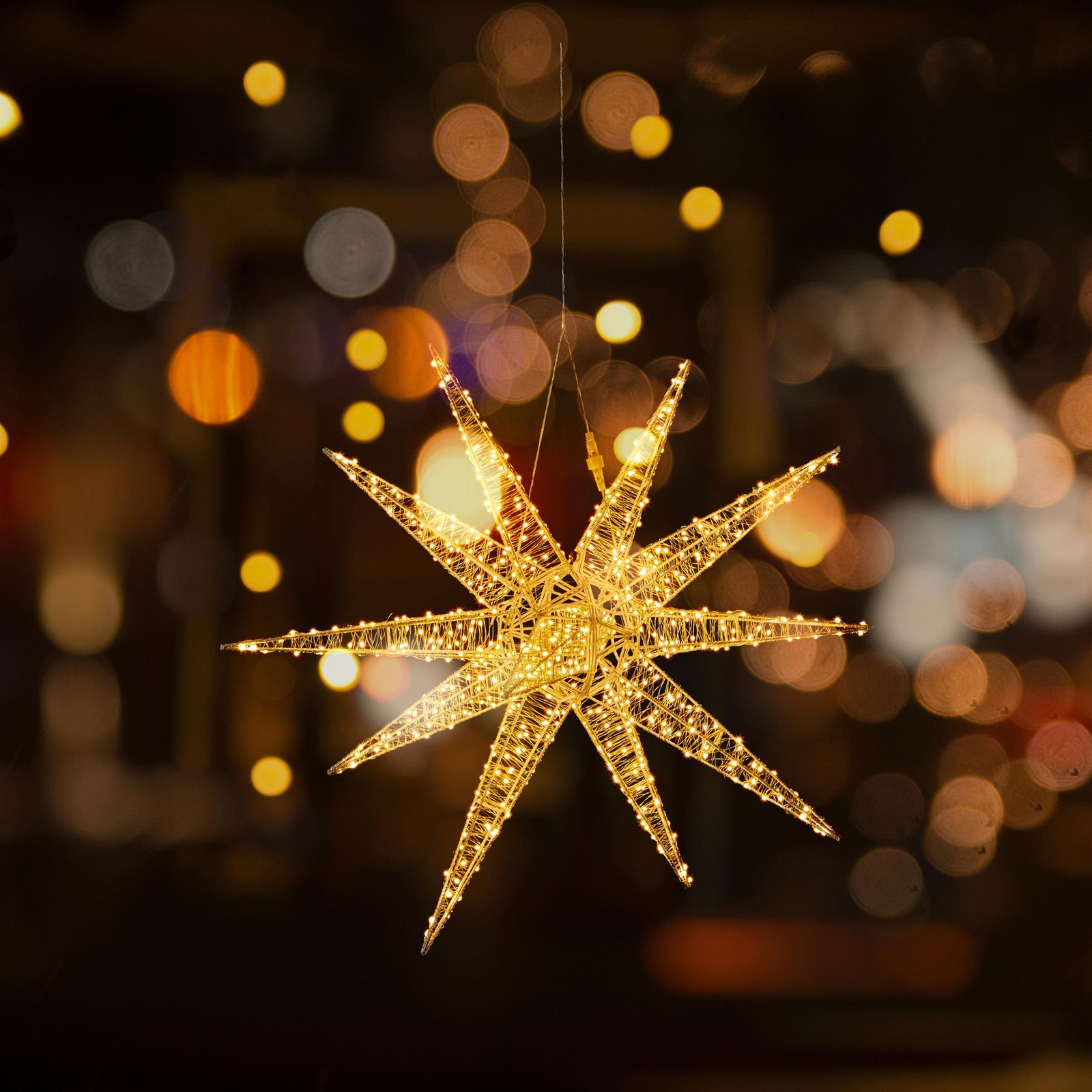 3D Hanging Light Up Starburst Warm White LEDs Premier Indoor/Outdoor Decoration