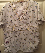 Womens S Small Scrub Top Shirt Sherly SU Uniform Bears Sports Children Fun Print