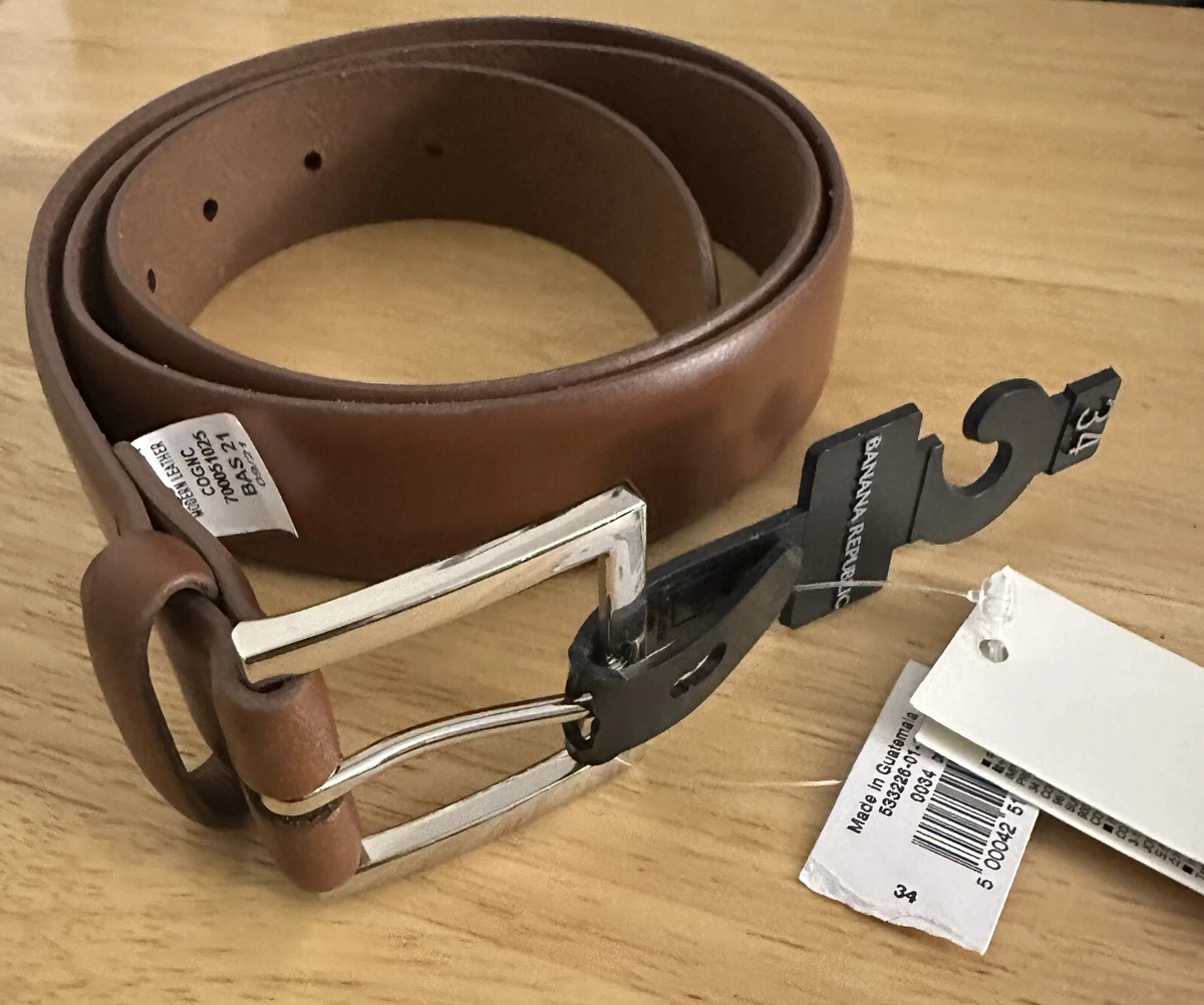 Banana Republic Cognac Brown Genuine Leather Dress Belt Men s Size 34 NWT