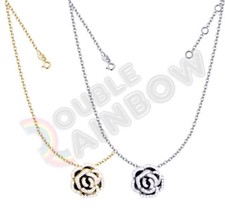 Rose Flower Women's 925 Sterling Silver Pendant Necklace NP010