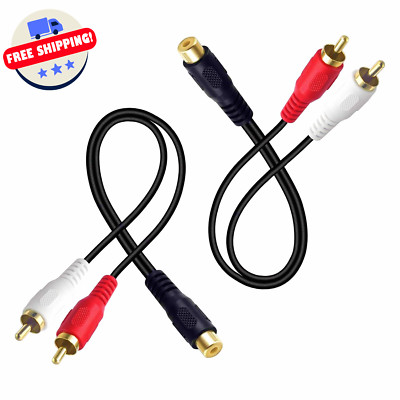 RCA Splitter Y Cable 1  Female to 2 Male - Gold Plated Stereo Audio Adapter