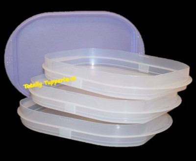 Tupperware Fridge Stackables Set 3 Cup Vintage Deli Containers Purple NEW
