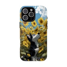 Phone Ink - iPhone/Galaxy/Pixel Case - Husky Pup Flowers Cute Dog