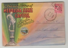 Nebraska, Lincoln, State Capitol, Linen Souvenir Folder/Multi Views