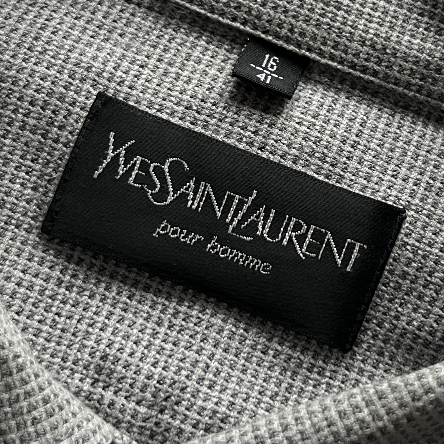 Yves Saint Laurent YSL Monogram Logo Uomo Abito Monotasche Waffle Camicia L