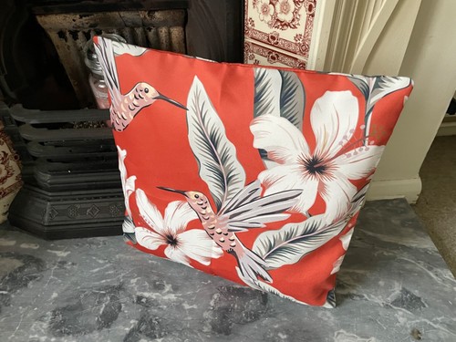 Vibrant Orange Lily & Bird Cushion Cover - Exotic Home Décor 43cm x 43cm - Picture 5 of 10
