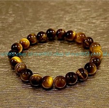 Genuine Tiger's Eye 8mm Beaded Healing Chakra Protection Men Women Bracelet Gift