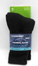 Thermal Sport Merino Wool Blend Thermal Crew Socks 2 Pairs Unisex Size 6-8