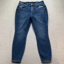 Judy Blue Jeans Women's Size 16W (Fits 34X28) Button Fly Skinny Fit Blue