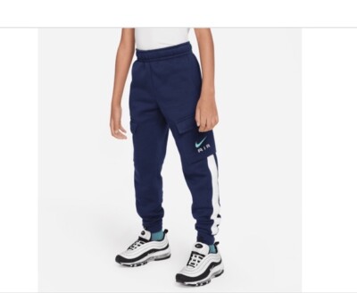 Nike Big Kids Air Standard-Fit Fleece Cargo Joggers Midnight Navy/summit  White