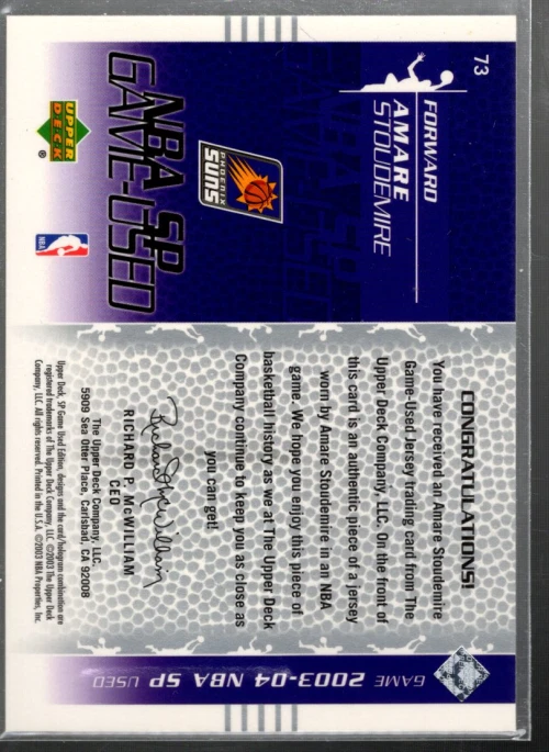 A4094- 2003-04 SP Game Used #73 Amare Stoudemire Jersey - NM-MT - Image 2 of 2