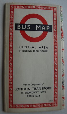 London Transport Buskarte Central Area 1957