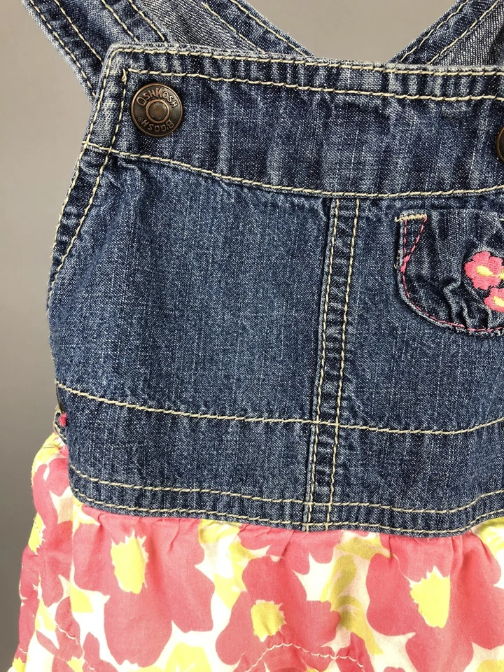 Oshkosh B'gosh Niñas 18 Meses Chaleco Vestido Denim En Niveles Rosa Floral Regalo Foto 3 de 4