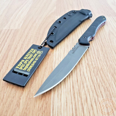 TOPS Rapid Strike Single Edge Fixed Knife 4'' 154CM Steel Blade Black G10 Handle