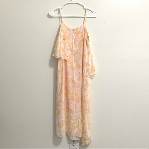 NUEVO CON ETIQUETAS $379 Vestido Lewit Spencer Impala Floral Volantes en Niveles Midi Amarillo Para Mujer 4 - Imagen 4 de 7