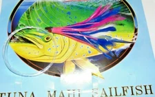 PINK BLUE FEATHER RIGGED BIG GAME FISHING LURE TUNA,MARLIN,DOLPHIN,DORADO,MAHI