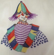 Vintage Tamara Adorable TULIP HAT CLOWN Hand Painted Needlepoint Canvas