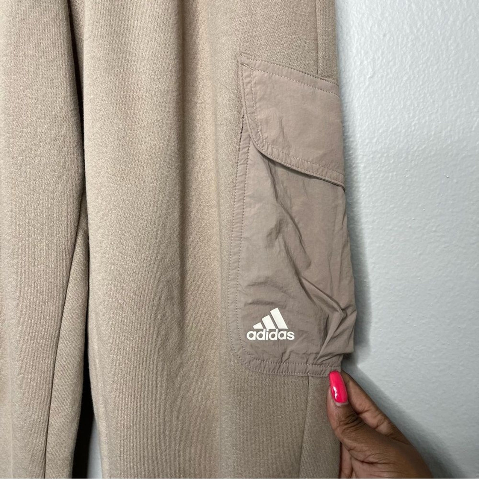 Adidas Women Cargo Sweatpants XS Brown Essentials Fleece Pull On Gorpcore thumbnail 5