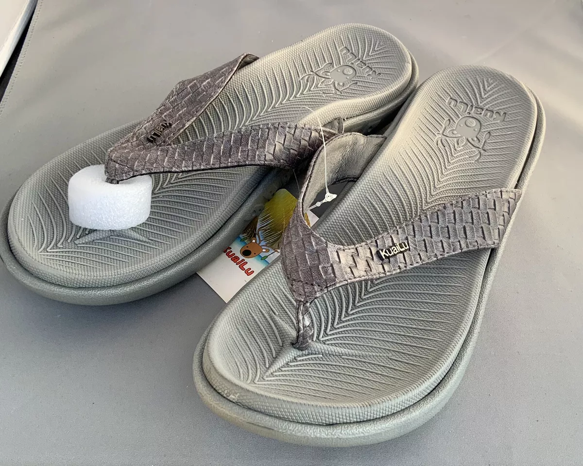 NEW Women s Gray Size 39 KuaiLu Flip Flops Yoga Mat Comfy Walking Sandals