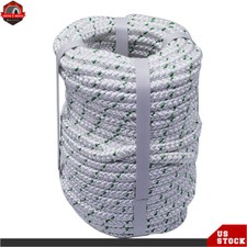 Double Braid Polyester Halyard Flagpole Rope Line White Green 3/8''-100 Feet