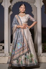Stunning Look Manipuri Silk Lehenga Choli  Grey Dupatta For Wedding Collection