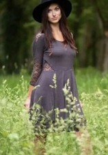 Free People Dress To the Point Lace Inset A-line Size Large Brown A-line Casual