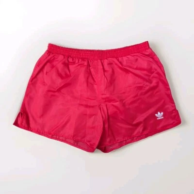 ADIDAS Genua Glanz Nylon Shorts D7 Fußball Turnhose Vintage rot Sport Gym Retro - Bild 1 von 4