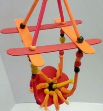 Bird Budgie Parakeet Cockatiel Bell Wooden Swing Climb Pet Toy Hand Made In USA