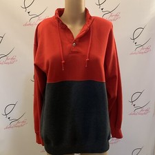 Cheetah. Size M. Two Tone Pullover Placket Sweatshirt. Drawstring Neck. D.