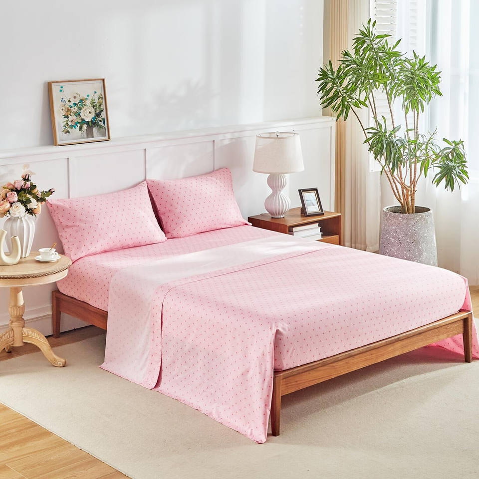 Flower Bed in a Bag 7 Pieces Queen Size Floral Pink BlueGray Comforter