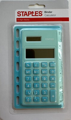 Staples Binder Calculator - Light Turquoise- Brand New- 6 in x 3.5 in