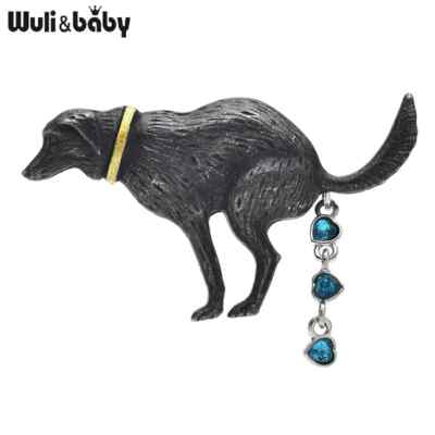POOPING DOG BROOCH Pewter Labrador Lab Pin Weird Novelty Vet Pet Poop Jewelry US