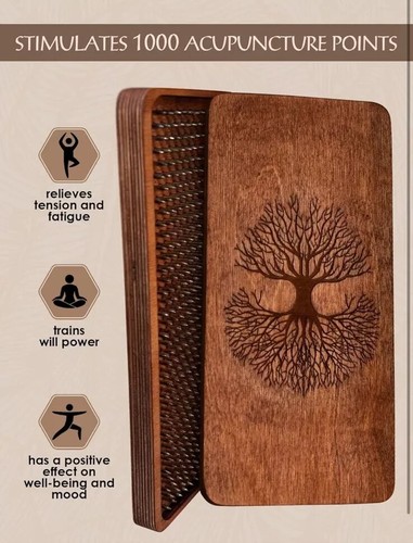 Sadhu Board Yoga Beginner Meditation Spiritual Fitness Relax Nail .31 (8mm)Oak - Picture 2 of 15