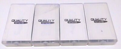 NEW - (4) BOXES OF METAL COLLAR STAYS IN 4 SIZES IN PLASTIC BOX QUALITY STAYS