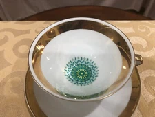 VINTAGE WINTERLING MARKTLEUTHEN BAVARIA PORCELAIN FOOTED CUP/SAUCER W/GOLD TRIM