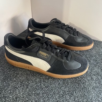 PUMA Palermo Lth  Black Feather Gray Gum Adults Casual Shoes 39646403 Size 7.5