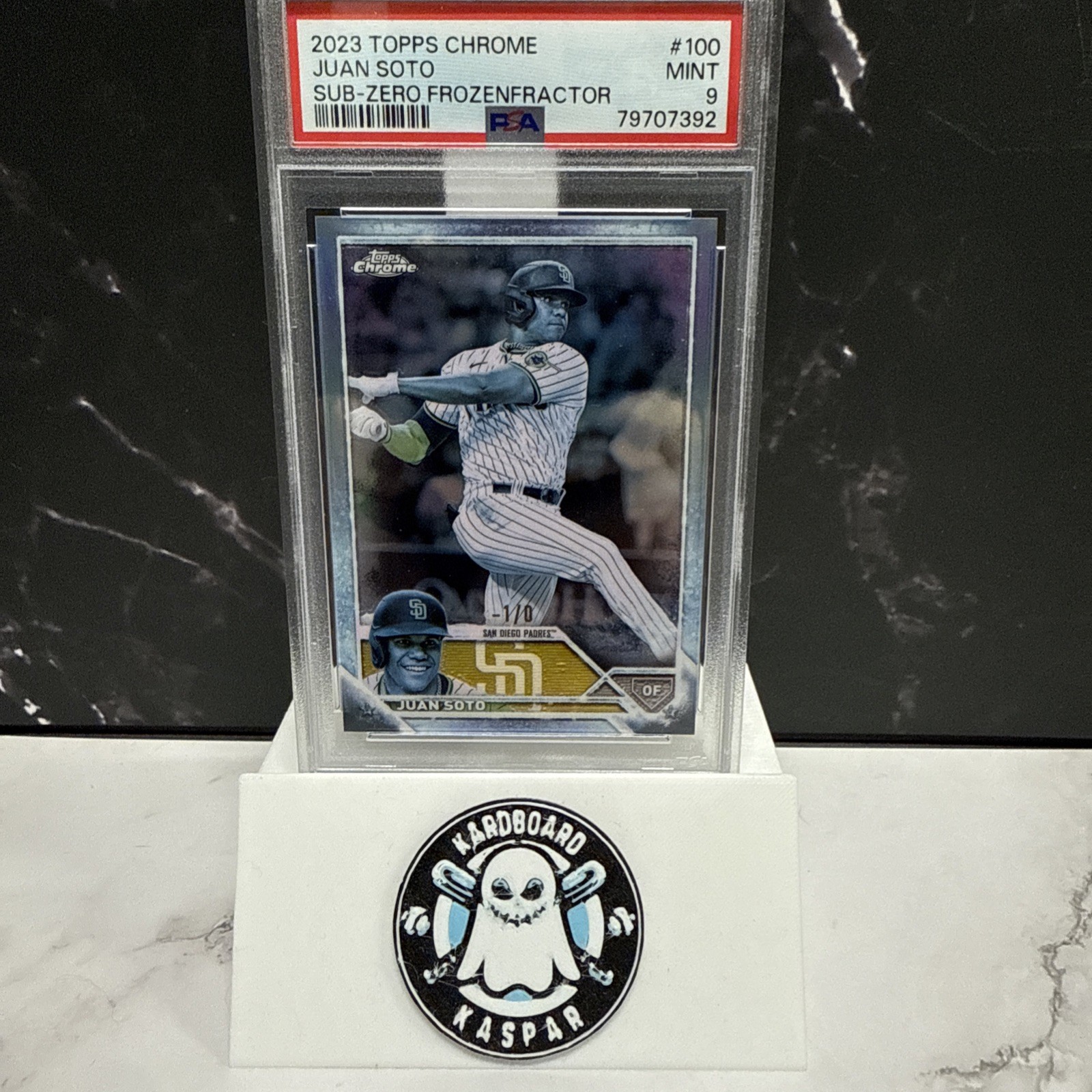 2023 Topps Chrome Sub-Zero Frozenfractor Juan Soto #100 -1/0 PSA MT 9 1/1 First