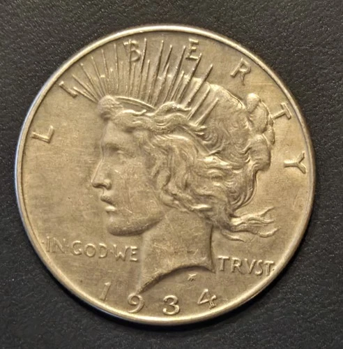 1934 P Peace Dollar. Xf But Scratch On Neck