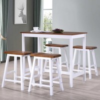 Bartisch-Set 5-Teilig Aus Massivholz Mit 4 Barhockern FüR Esszimmer