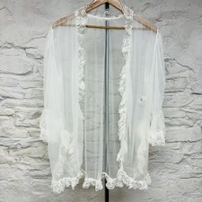 Tosca Vintage Sheer Robe Jacket Babydoll Gown Chiffon Peignoir Lingerie Top Lace