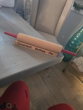Vintage Wooden Rolling Pin / 2 pc. set of wooden rolling Pin & Holder RARE HTF