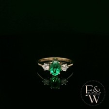 Farley And Weston 9ct Yellow Gold Trilogy Ring Lab Grown Emerald Diamond