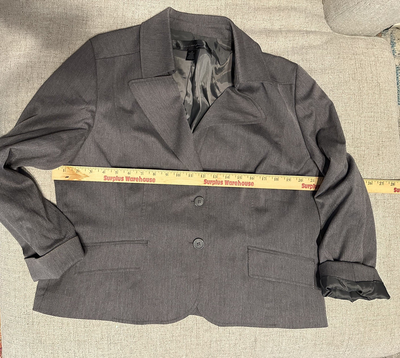 Apostrophe Women's Solid Gray Blazer Jacket Light… - image 4