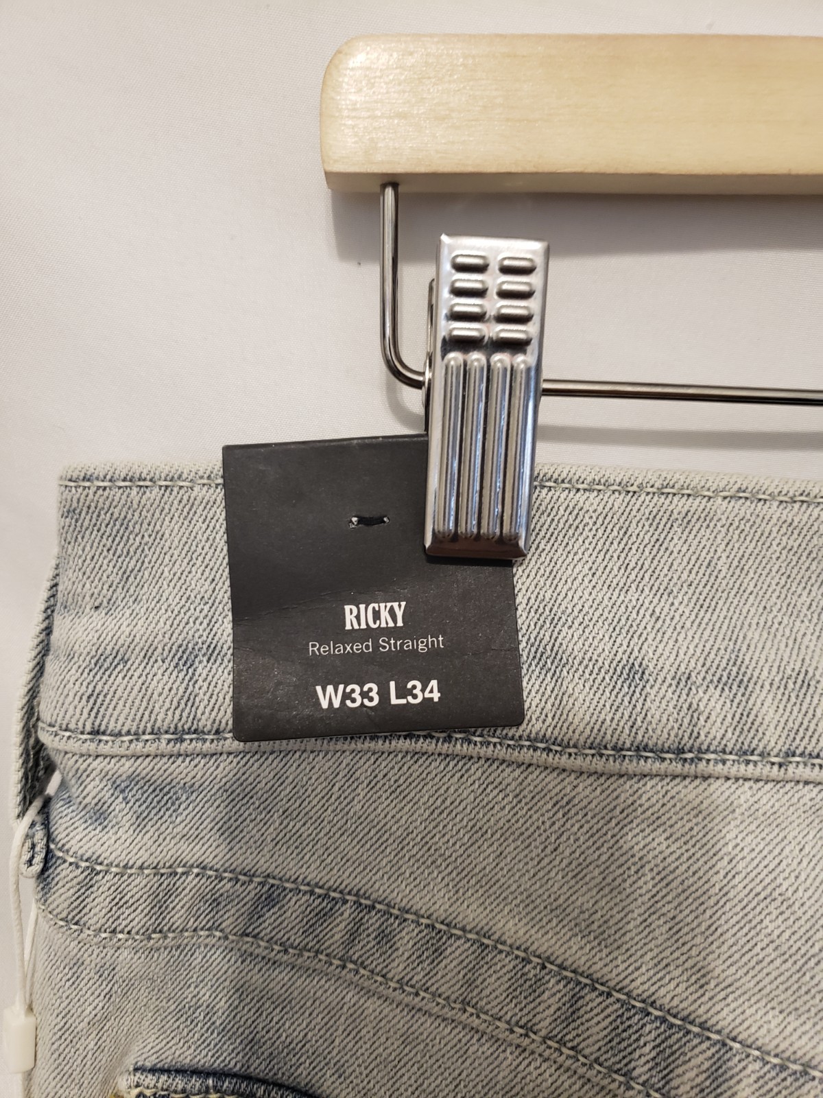 True Religion RICKY Relaxed Straight Jeans 33x34 Blue Drover Light Wash thumbnail 10