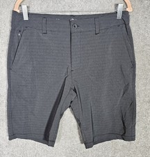 Hang Ten Board Shorts Mens Size 32 Gray Black Striped Stretch Pockets Drawstring