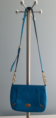 Michael Kors Turquoise Blue Pebbled Leather Purse Bag Gold Hardware