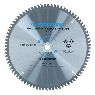 AB TOOLS Lame de scie TCT 250mm x 30mm 80T / scie circulaire en aluminium avec réducte...