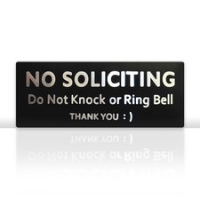 No Soliciting Sign for House Do Not Knock Acrylic Door Plaque Black