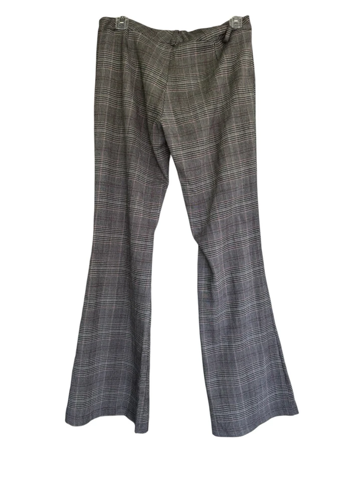 Wet Seal Y2K Dark Brown Plaid Flare Pants Sz M Low Rise Bootcut Trousers - Image 2 of 4